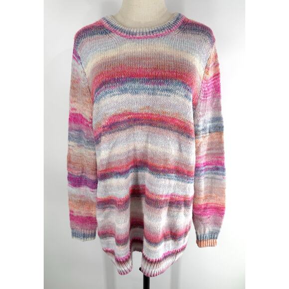 Gap Sweater Womens XL Blue White Forever Cozy Bluespace Dye Ombre Soft Ribbed - Picture 1 of 7